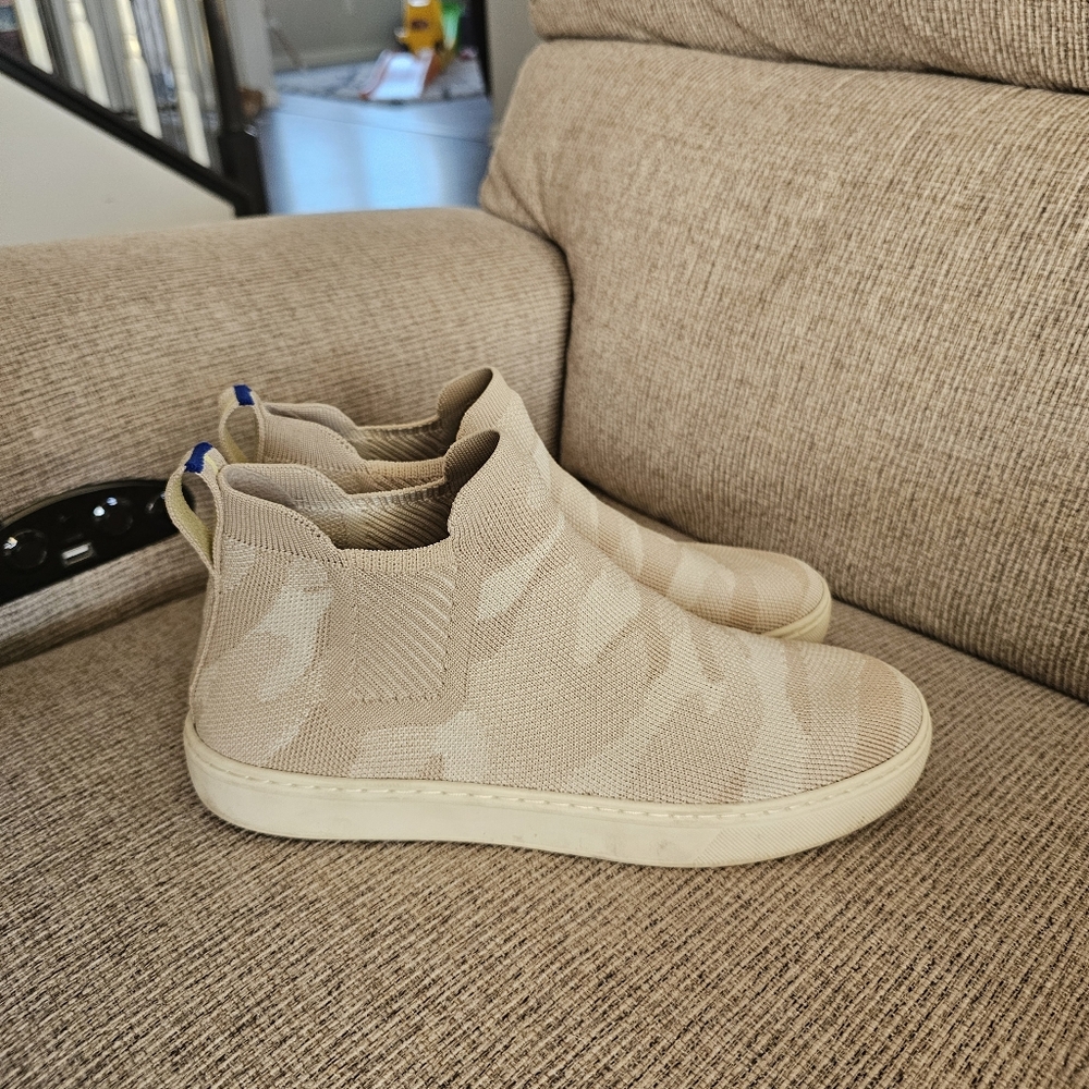 Rothy's Chelsea Boots High Top Sneakers in Sand Camo - Picture 5 of 8